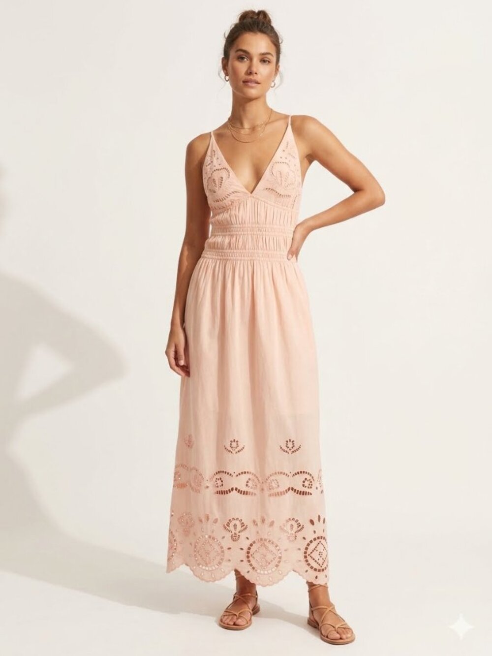 NWT Future Collective pink eyelet maxi dress, size M
